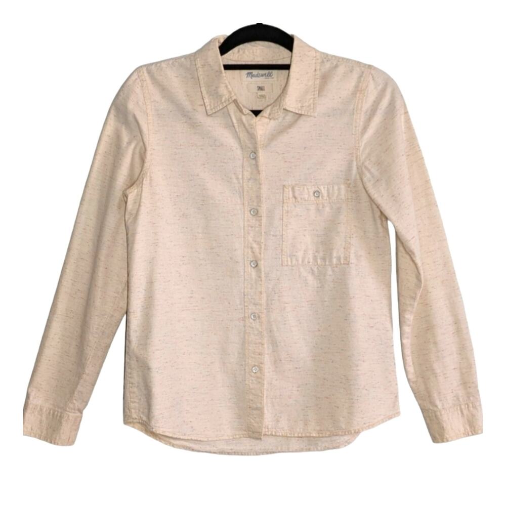 Madewell button down shirt cream with multicolor flecks size S